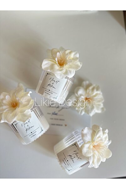 Likie Design Açık Krem Şekerlik Kutulu Mum Söz Nişan Bebek Hediyelik 30 Adet