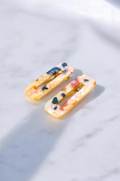 AYMETA Women's Acrylic 6.5 cm Gold Metal Clamp Buckle