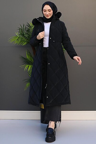 GİYZAMİLA Μπουφάν Clara με γούνα μαύρο