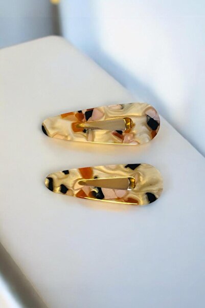 AYMETA Women's Acrylic 6.5 cm Gold Metal Clamp Buckle