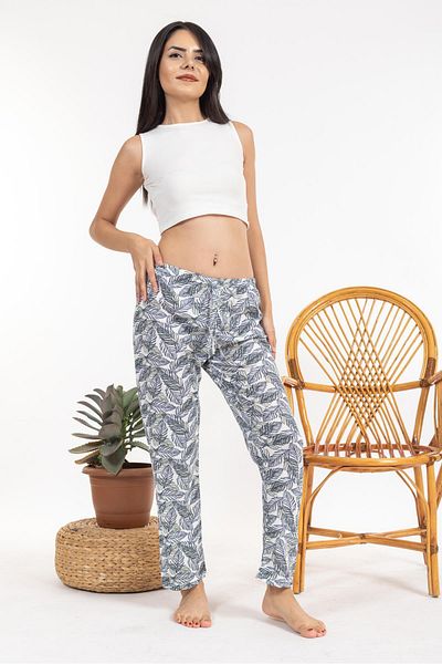 Pemilo Tricou de damă cu model frunze un singur fund ALB