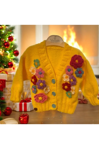 elçin desing Ceket(hırka sarı çocuk bebek ceket)