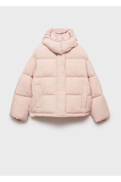 MANGO Woman Krátká prošívaná bunda s kapucí