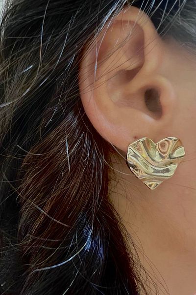 MAZEN Asymmetric Heart Model Wavy Pinterest Earrings