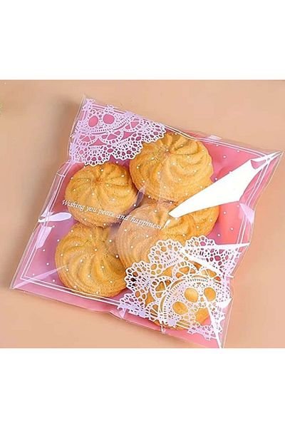ÇEÇEN HOME (25 Pieces) Transparent Lace Patterned Self-Adhesive Cookies & Snacks Birthday