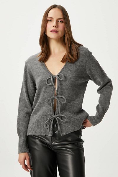 Ritnice Women's Tena Laced Anthracite Knitwear Cardigan