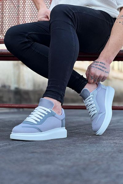 Wagoon WG019 Γκρι Πλεκτά Ανδρικά Casual Παπούτσια