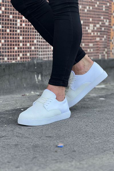 Wagoon WG016 Λευκά Πλεκτά Ανδρικά Casual Παπούτσια