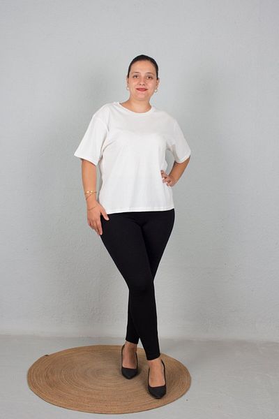 Truva XXL Cream Colored Large Size Crew Neck T-Shirt