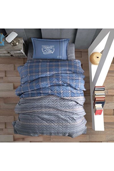 DENİZLİ ÇEYİZ Clasy Single 4 Season Quilted Duvet Cover Set Campus Blue