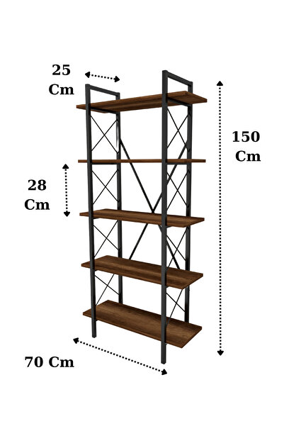 UmkaHome 5 RAFLI KİTAPLIK EKOMİS 150 CM KİTAPLIK , DEKORATİF ZARİF KİTAPLIK UMKAHOME-313