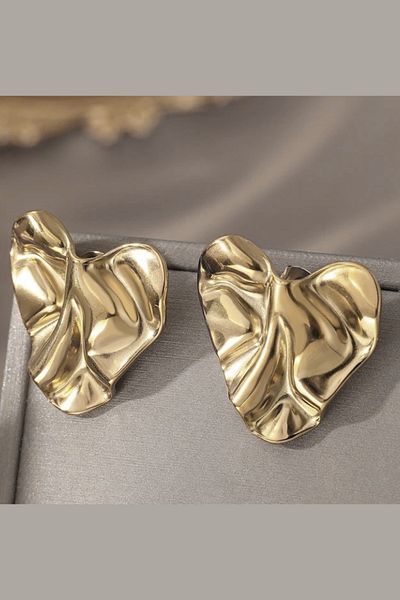 MAZEN Asymmetric Heart Model Wavy Pinterest Earrings