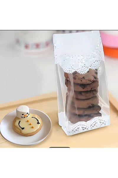 ÇEÇEN HOME (10 Pieces) Transparent Lace Patterned Self-Adhesive Cookies & Snacks Birthday