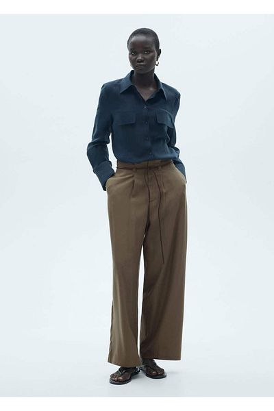 MANGO Woman Lyocell Trousers with Adjustable Drawstring