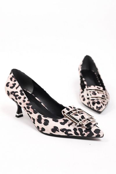 Liza Shoes LONDON Femei - Pantofi cu toc joasă cu cataramă cu model leopard A003-P492-K108