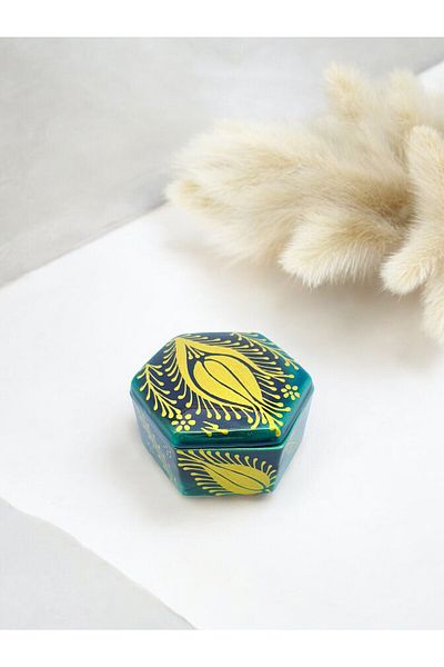 sharp&art Gold Tulip Hand Embroidered Ceramic Jewelry Box, 2 Different Models(Heart:10 Cm*5.5 cm)(Altigen:11.5 Cm*5.5 cm)
