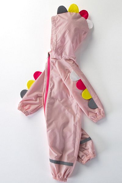 MDM Cute Dinosaur Figured Hooded Cotton Lined Raincoat Coat Jumpsuit for Baby Boy Girl