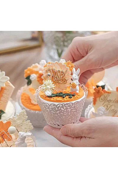 ÇEÇEN HOME 10 Pieces Lace Patterned Muffin Browni Cupcake Paper - Cake Mold