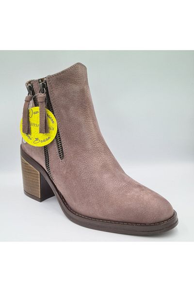 Mammamia D24KB-1885 Mink Nubuck Leather - Θερμική εσωτερική επένδυση με φερμουάρ στο πλάι 7cm Γυναικείες κλασικές μπότες με τακούνι