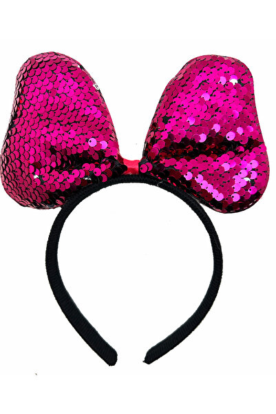 Lunaev    تاج حفلات بفيونكة مطرزة بالترتر متغير اللون فوشيا فضي اللون 20 × 16 سم