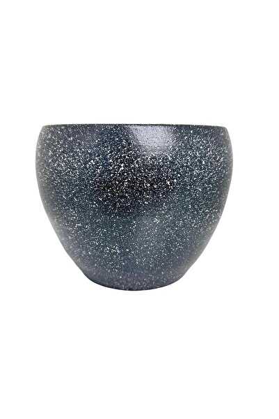 BİTKİ TASARIMI Gri Granit Toprak Saksı Saksılık Salon Çiçeklik - 15 CM