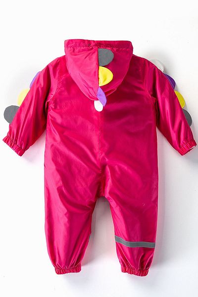 MDM Cute Dinosaur Figured Hooded Cotton Lined Raincoat Coat Jumpsuit for Baby Boy Girl