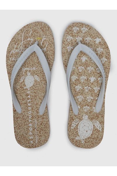Asportuguesas Turtle Patterned White Rubber Strap Flip-Flops