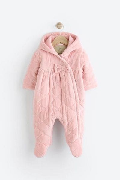 Next Baby Pink Fully Fleece Lined Quilted Astronaut Jumpsuit