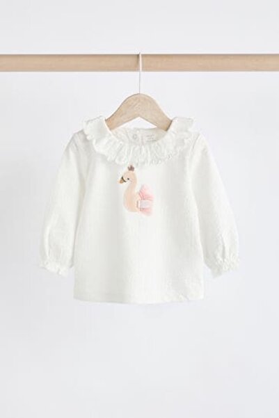 Next Baby Slid Silver Swan Patterned Long Sleeve Tights Set