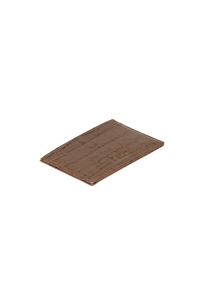 Desa Γυναικεία δερμάτινη θήκη για κάρτες Dukinea Brown με στάμπα κροκόδειλου