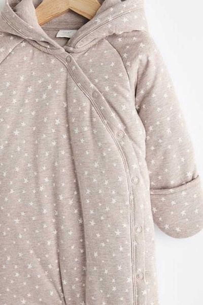 Next Baby Chocolate Brown Star Fully Fleece Lined Astronaut Jumpsuit