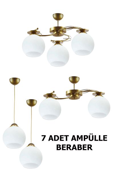 Uçar Modern Bulb Dahi?L I?Lay Chandelier Set - Living Room, Bedroom, Kitchen Entrance 2-Piece and 3-Piece Single Chandelier