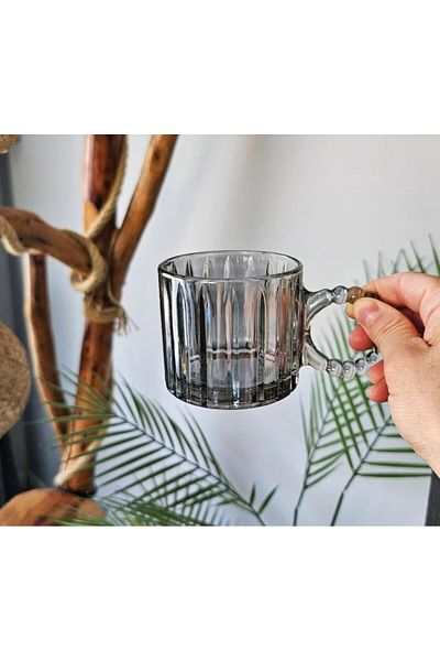 Enjoy 6-Piece Glass Mug with Bead Handle 250ml.