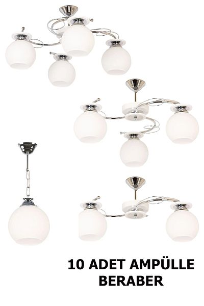 Uçar Modern İlay Chandelier Set - Bulb Built-In, 2-Piece and 3-Piece Single Chandelier, Living Room, Bedroom and Kitchen Girishi