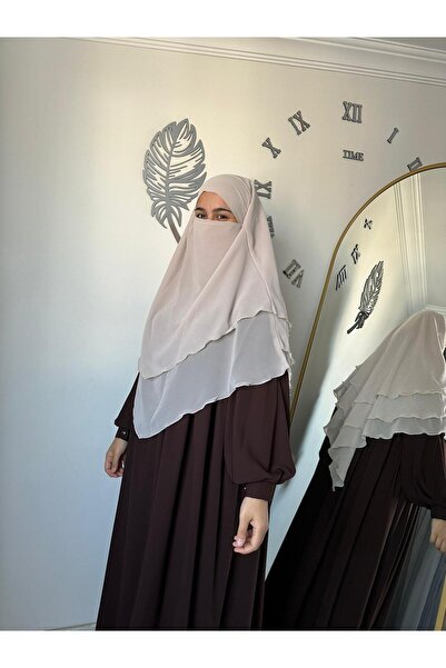 yusracollectionn Sufleu din șifon hijab cu 3 straturi cu voal