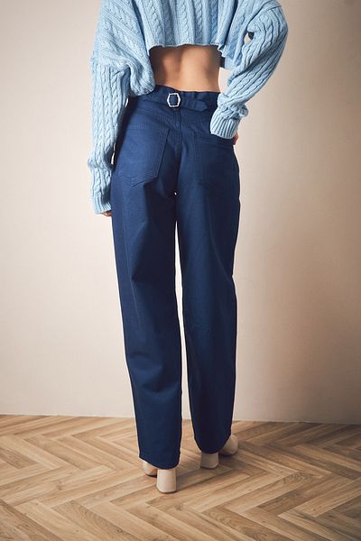 Fulla Moda Zippered Waist Buckle Palazzo Jean
