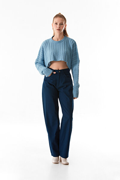 Fulla Moda Zippered Waist Buckle Palazzo Jean