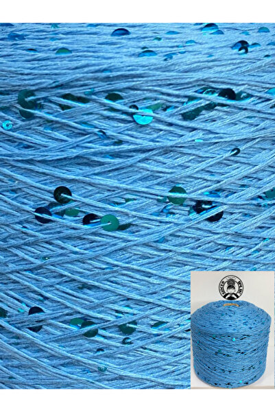 göçer Ανοιχτό μπλε διχτυωτό παγιέτες - 100% βαμβάκι 3mm+6mm 200Gr