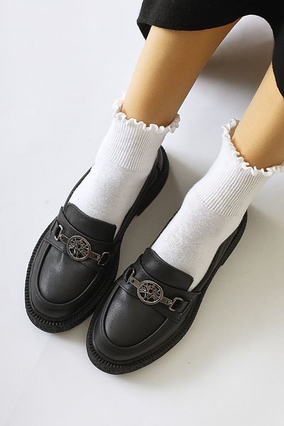 Limoya Fati Black Buckle Detailed Maksen Shoes Women's Casual Shoes