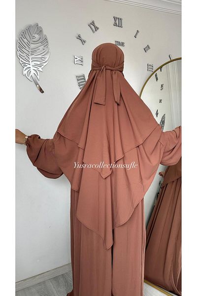 yusracollectionn Ferace Sufle Veil Hijab 3 Piece Set Azalea Set Hajj Umrah