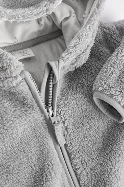 Next Baby Gray Full Fleece Lined Hooded Plush Jacket