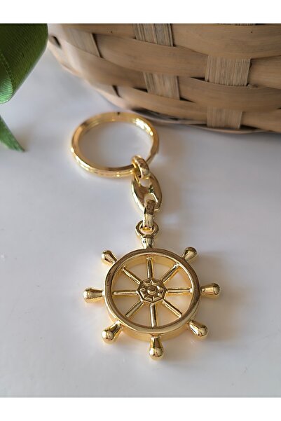 Rudder Gold Metal Keychain