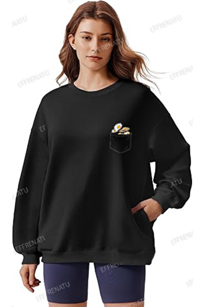 EFFRENATU Crna majica velike veličine - Štampano