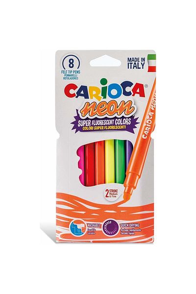 CPU ELEKTRONİK Nessiworld Carioca Highlighter Washable Felt Tip Crayons Pack of 8