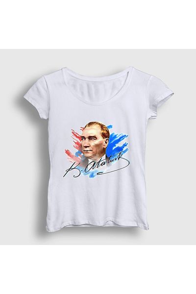 Presmono Tricou alb pentru femei, 19 mai, 29 octombrie, 23 aprilie, semnătură Ataturk 501483 tt