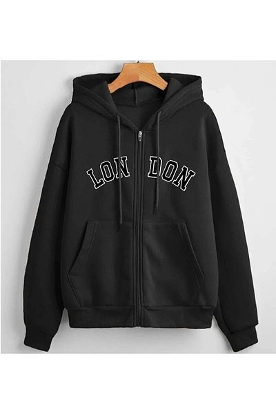 Gutsy Unisex Hooded Zippered Cardigan Women's / Men's Oversize London Printed