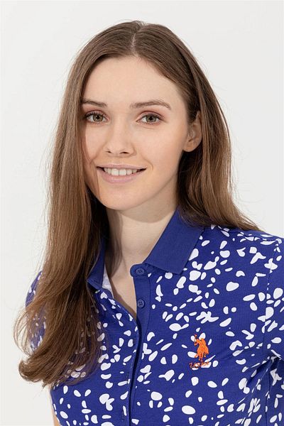U.S. Polo Assn. Tricou de damă cu gât polo albastru regal
