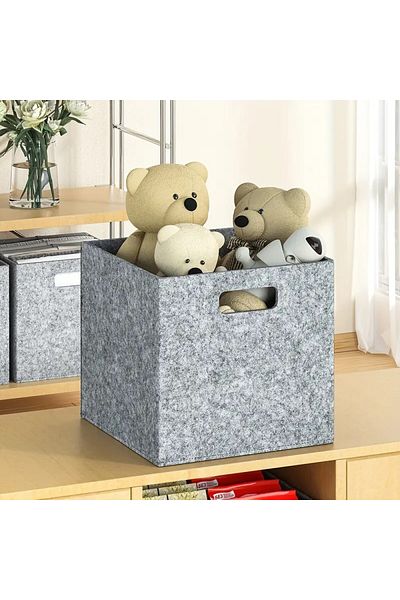Next Craft 1 Piece Gray Closet Organizer - 3mm Felt, 32X32X32 Cm, Multi-Purpose Box