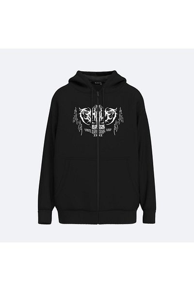 Shout Υπερμεγέθη Shout Belphegor Unisex Φούτερ με φερμουάρ