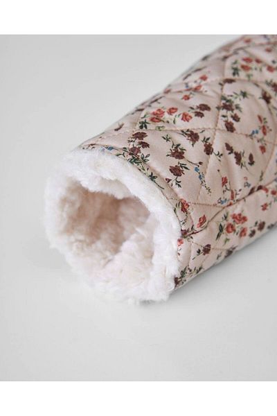 anonim Girl's Floral Patterned Quilted Fleece Detailed Coat